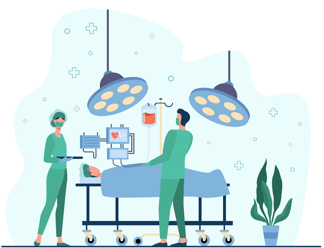 Clinical staff working in an ambulatory surgery center operating room